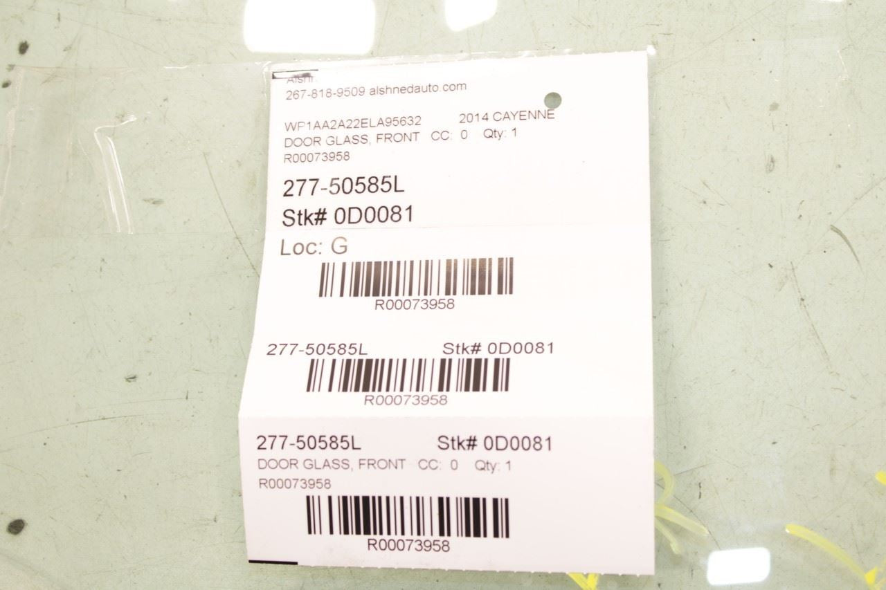 2011-2018 Porsche Cayenne Platinum Front Left Door Window Glass 958-542-511-08 - Alshned Auto Parts