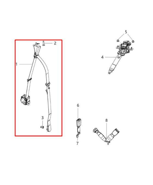 2014-20 Dodge Grand Caravan GT Rear Driver Left Side 3rd Row Seat Belt Retractor - Alshned Auto Parts