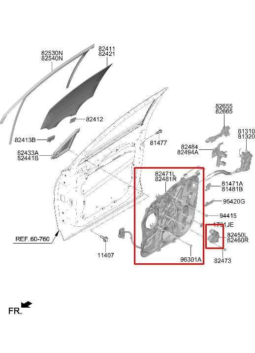 2021-23 Hyundai Santa Fe SEL FR Right Door Window Regulator w/ Carrier and Motor - Alshned Auto Parts