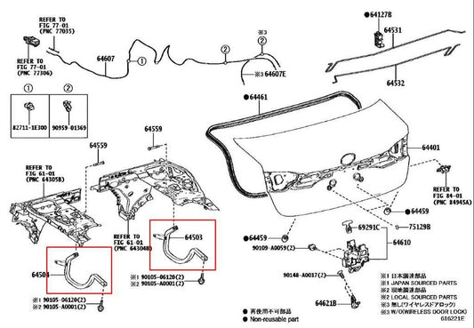 2020-2024 Toyota Corolla LE Rear Right and Left Side Trunk Deck Lid Hinge Set - Alshned Auto Parts