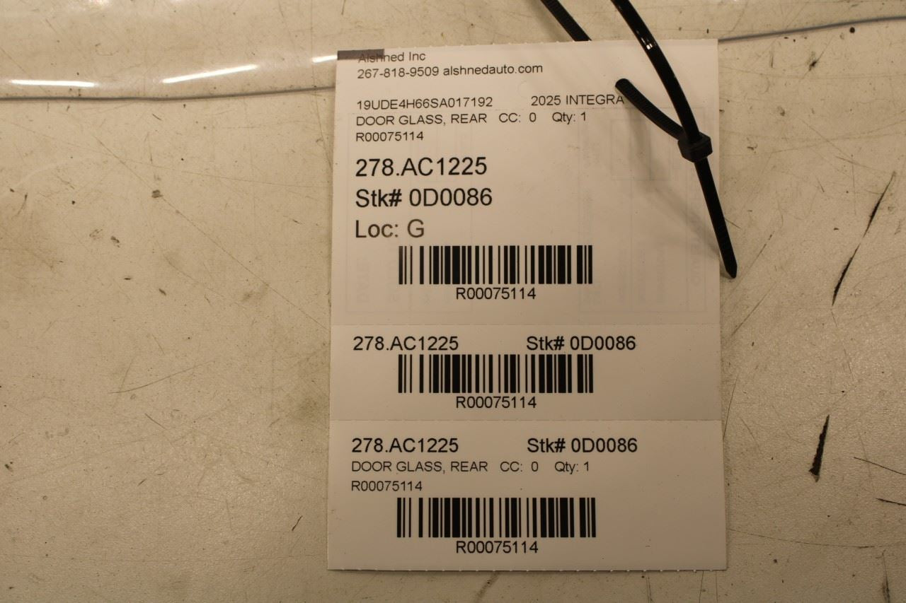2023-2026 Acura Integra A-Spec Rear Left Door Window Glass 73450-3S5-A01 OEM - Alshned Auto Parts