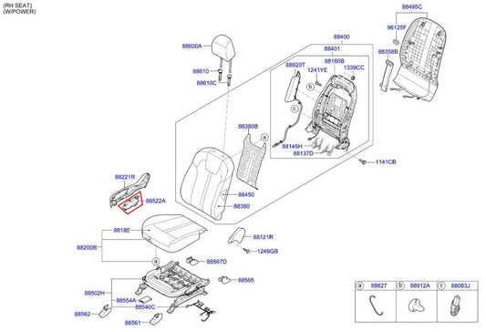 21-25 Kia Sorento X-Line SX Prestige Front Right Power Seat Switch 88080-L1410WK - Alshned Auto Parts