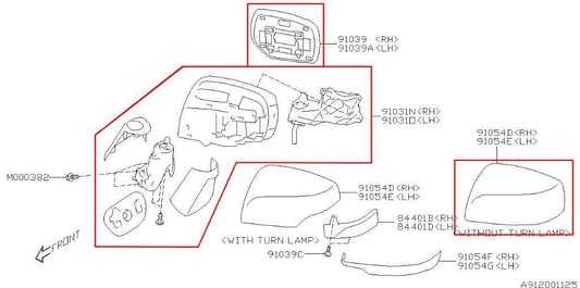 2012-14 Subaru Impreza 2.0L AWD Driver Left Side Rear View Mirror 91036FJ210 OEM - Alshned Auto Parts