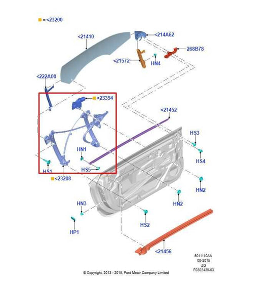 2015-2023 Ford Mustang Conv V6 Front Right Side Door Window Regulator w/ Motor - Alshned Auto Parts