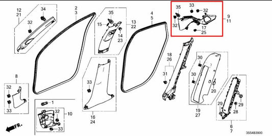 23-26 Acura Integra A-Spec Rear RH Side C-Pillar Upper Quarter Trim Assy *ReaD* - Alshned Auto Parts