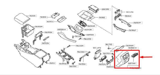 16-20 Infiniti QX60 Center Console Back Panel w/ Heater Control 96931-9NB2A OEM - Alshned Auto Parts