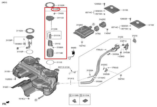 23-25 Kia Sportage Hybrid EX 1.6L Fuel Pump Assy w/ Control Module 31110-P0500 - Alshned Auto Parts