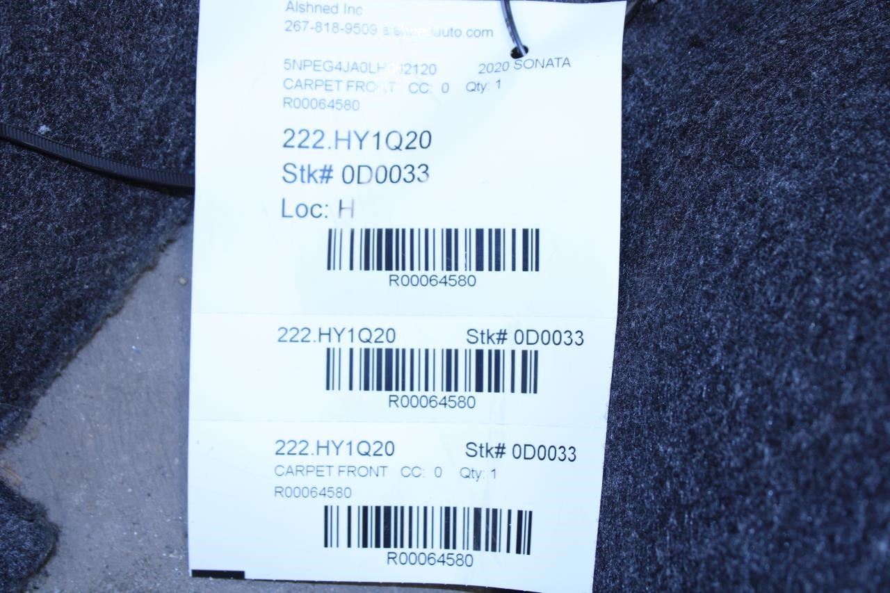 20-22 Hyundai Sonata SE Front Interior Floor Carpet Cover Liner 84260-L0000-NNB - Alshned Auto Parts