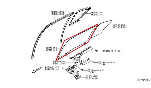 2014-2017 Infiniti Q50 Premium Rear Right Side Door Window Glass 82300-4GA0A OEM - Alshned Auto Parts