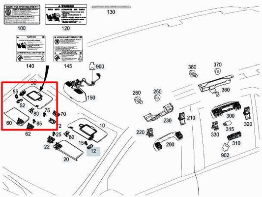 12-15 Mercedes-Benz ML350 Front Passenger Right Side Double Sun Visor w/ Mirror - Alshned Auto Parts