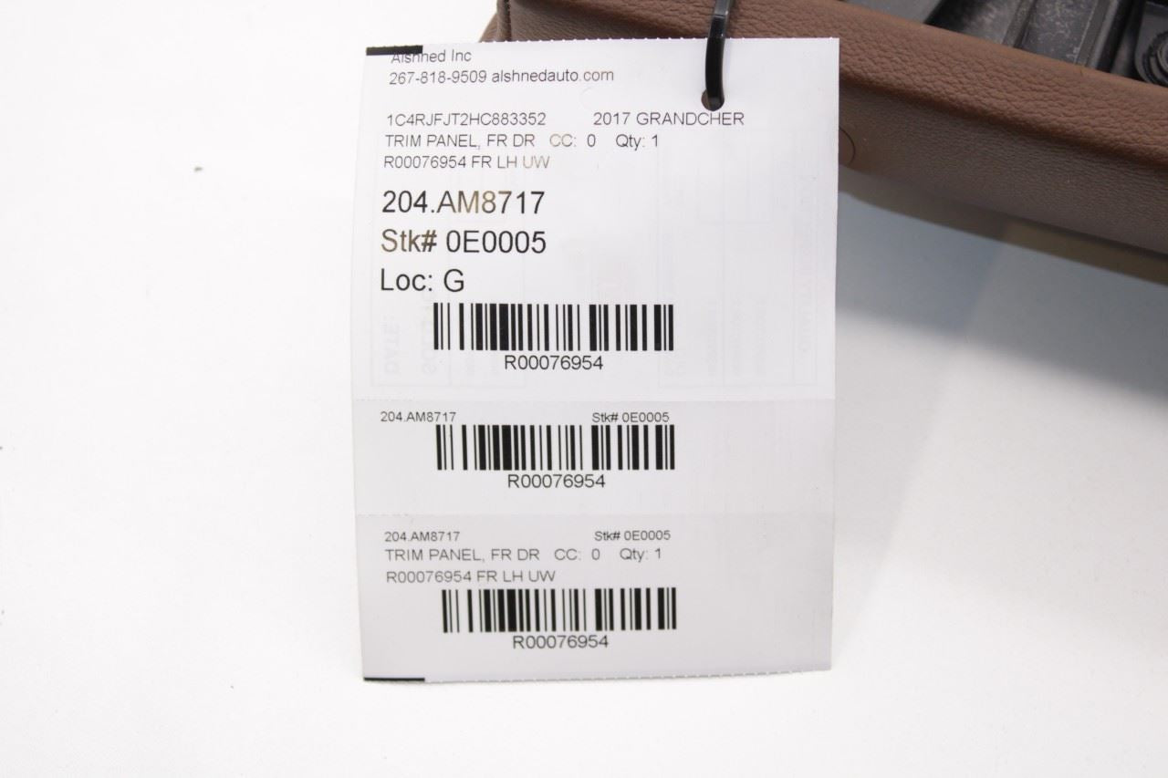2017 Jeep Grand Cherokee Summit Front Left Side Door Trim Panel 5SU692T5AD OEM - Alshned Auto Parts