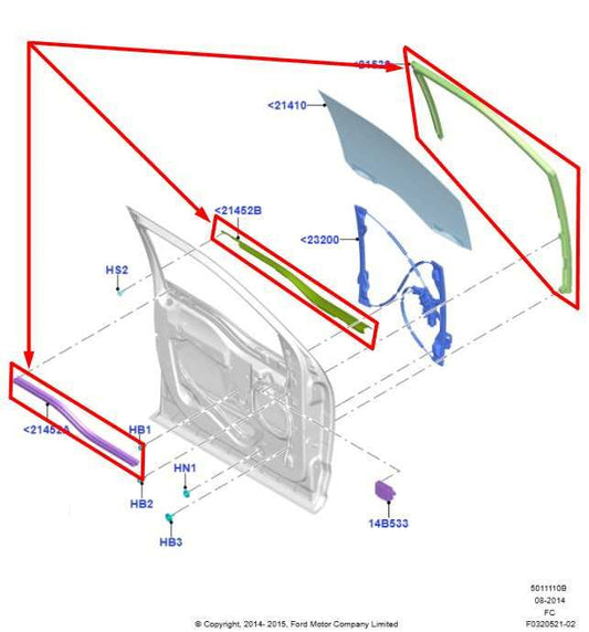 15-20 Ford F150 Super Cab Front Left Door Window Run Channel w Belt Weatherstrip - Alshned Auto Parts
