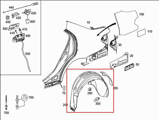 10-13 Mercedes-Benz E350 Sport 4MATIC Rear Right Wheelhouse Liner Splash Shield - Alshned Auto Parts