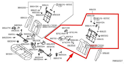 18-19 Nissan Sentra SV Rear LH 2nd Row Seat Back Cushion w/ Armrest 88670-9AE8D - Alshned Auto Parts