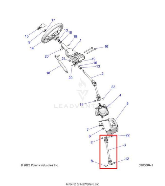 2024-2026 Polaris RZR XP 1000 Ultimate Steering Column Intermediate Lower Shaft - Alshned Auto Parts
