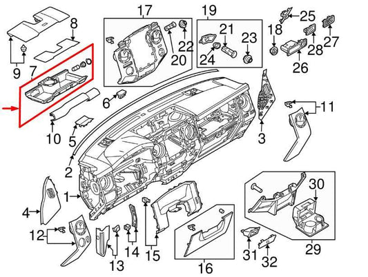 13-16 Ford F250 Lariat Crew Cab Center Dash Upper Storage Compartment w/ Speaker - Alshned Auto Parts