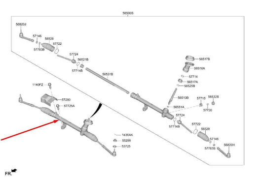 2021-2023 Hyundai Santa Fe Power Steering Gear Rack and Pinion 56500-S2500 OEM1