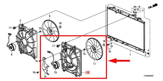 2018-24 Honda Odyssey EX 3.5L RH Condenser Cooling Fan Motor Assy 38615-5MR-A01 - Alshned Auto Parts