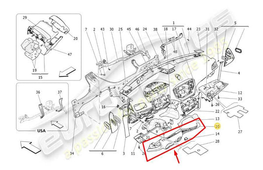 14-17 Maserati Ghibli Dash Low Trim w/ Headlight and Ignition Switches 670018464 - Alshned Auto Parts