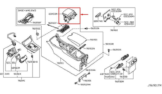 2014-2017 Infiniti QX50 Center Console Cup Holder Lid Box 68430-1BA0B OEM - Alshned Auto Parts