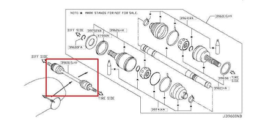 17-22 Infiniti Q60 Luxe AWD Rear Left Side CV Axle Drive Half Shaft 39601-4GB0A - Alshned Auto Parts