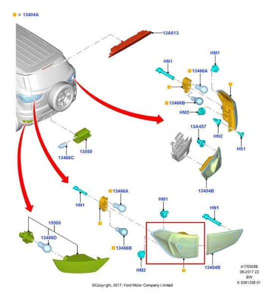 2018-2022 Ford Ecosport SE Rear Left Driver Side Tail Light Lamp GN15-13405-CE - Alshned Auto Parts