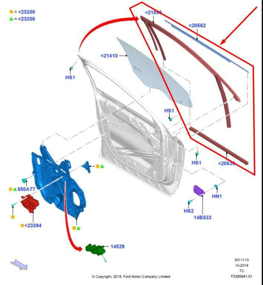 20-25 Ford Escape Front Left Door Run Channel w Belt Weatherstrip LJ6Z-7821597-E - Alshned Auto Parts