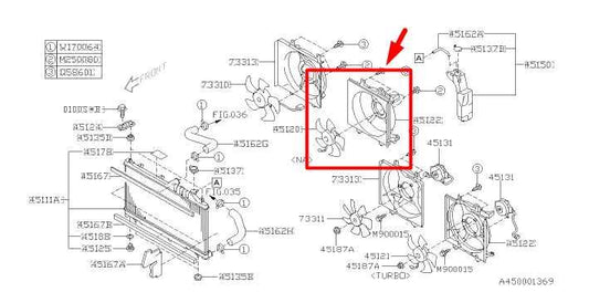 2007-2014 Subaru Outback 2.5L LH Radiator Cooling Fan Motor Assy 45122AG02C OEM - Alshned Auto Parts