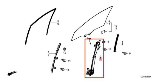 2013-2018 Acura RDX Front Left Door Window Regulator w/ Motor 72250-TX4-A01 OEM - Alshned Auto Parts