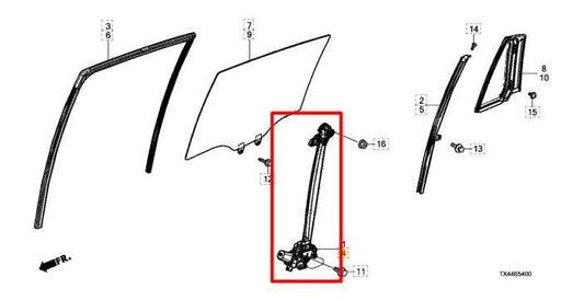 2013-2018 Acura RDX Rear Left Door Window Regulator w/ Motor 72750-TX4-A01 OEM - Alshned Auto Parts