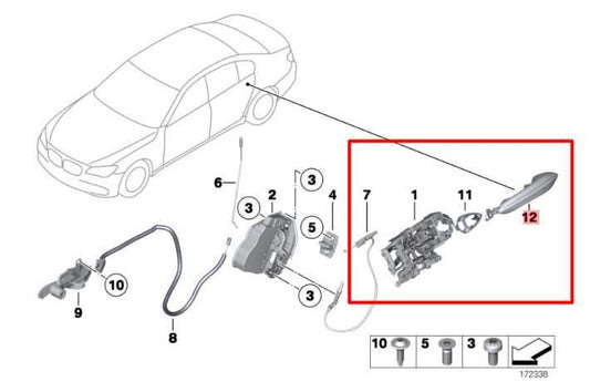 2010-2015 BMW 750Li xDrive 4.4L AWD Rear Door Driver Left Side Exterior Handle - Alshned Auto Parts