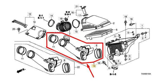 2013-2015 Acura RDX 3.5L Air Intake Cleaner Duct Tube Hose 17250-R8A-A00 OEM - Alshned Auto Parts
