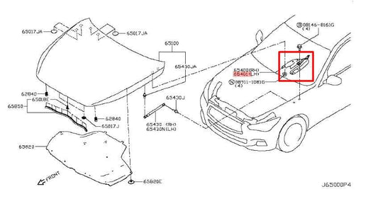 14-23 Infiniti Q50 Luxe RWD Front RH and LH Side Hood Hinge Set of 2 65400-JF00B - Alshned Auto Parts