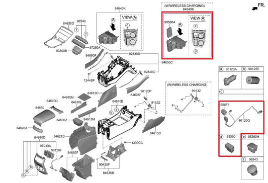 2021-23 Hyundai Santa Fe SEL Center Console Cup Holder Assembly 84670-S2AC0-XHH - Alshned Auto Parts