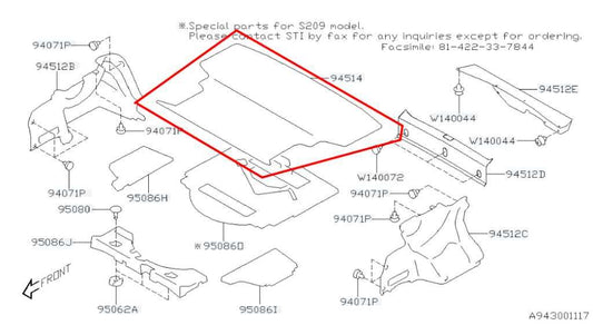 2015-21 Subaru WRX Premium 2.0L AWD Rear Trunk Floor Carpet Cover Mat 94511FJ000 - Alshned Auto Parts
