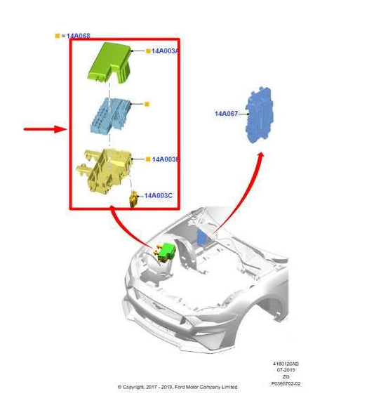 18-23 Ford Mustang 5.0L Engine Fuse Box Relay Junction Block JU5Z-14A003-C *ReaD - Alshned Auto Parts