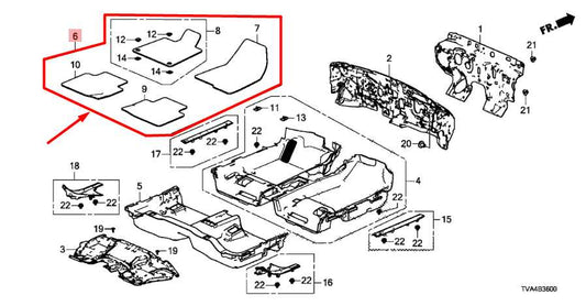 18-21 Honda Accord Front and Rear Interior Floor Mats Carpets Set 83600TVAA01ZA - Alshned Auto Parts