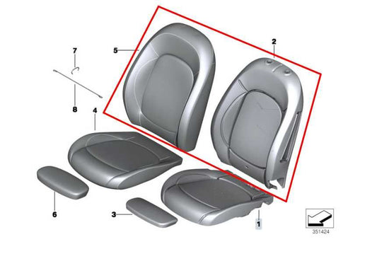 2016-2019 Mini Cooper Clubman Front Right Seat Upper Cushion 52-10-7-476-244 OEM - Alshned Auto Parts