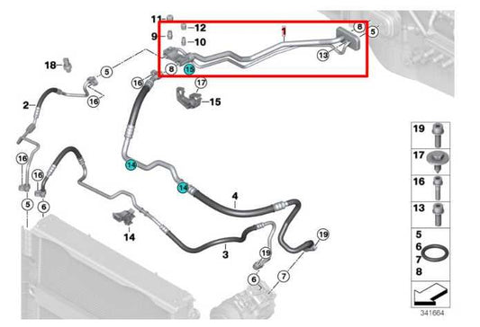 07-18 BMW X5 xDrive35i 3.0L AC Air Conditioning Dual Refrigerant Connector Line - Alshned Auto Parts