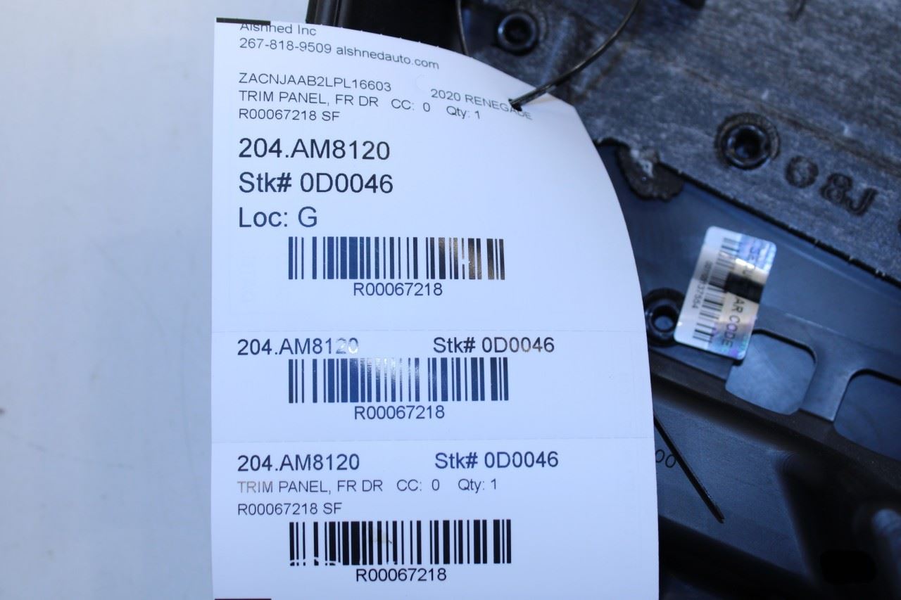 2019-2021 Jeep Renegade Sport Front Right Side Door Trim Panel 6ZY50LXHAA OEM - Alshned Auto Parts