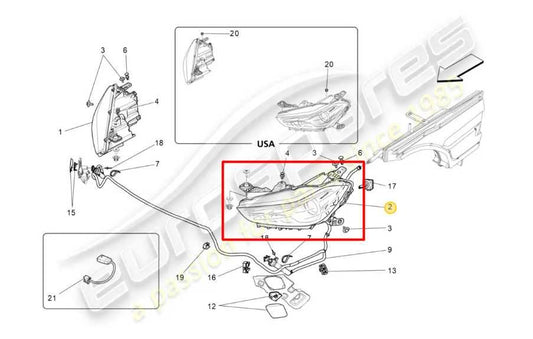 2017-18 Maserati Ghibli 3.0L Front Driver Left Side Headlight Lamp 670038243 OEM - Alshned Auto Parts