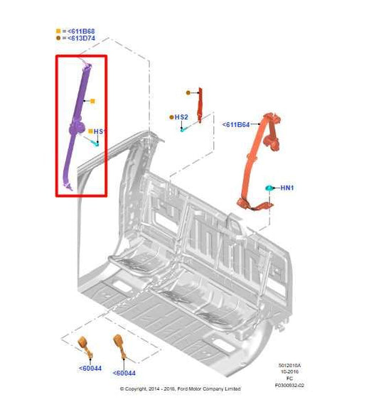 15-17 Ford F150 Super Cab Lariat Rear RH or LH Side 2nd Row Seat Belt Retractor - Alshned Auto Parts