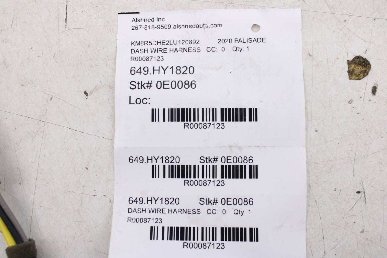 2020-22 Hyundai Palisade Limited Dash Instrument Panel Wire Harness 91140-S8960 - Alshned Auto Parts