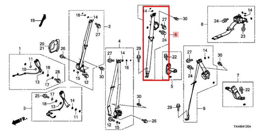 2013-2018 Acura RDX Rear Right 2nd Row Seat Belt Retractor 04824-TX4-A00ZA OEM - Alshned Auto Parts
