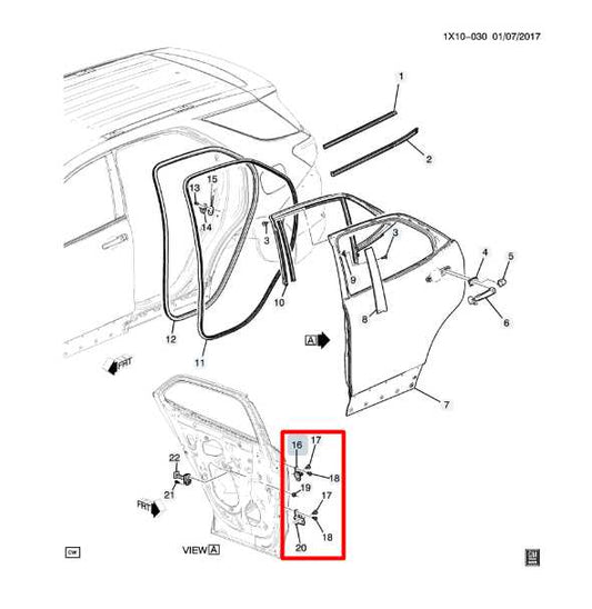 18-24 Chevrolet Equinox LT Rear LH Side Door Hinge Upper and Lower Set 13590931 - Alshned Auto Parts