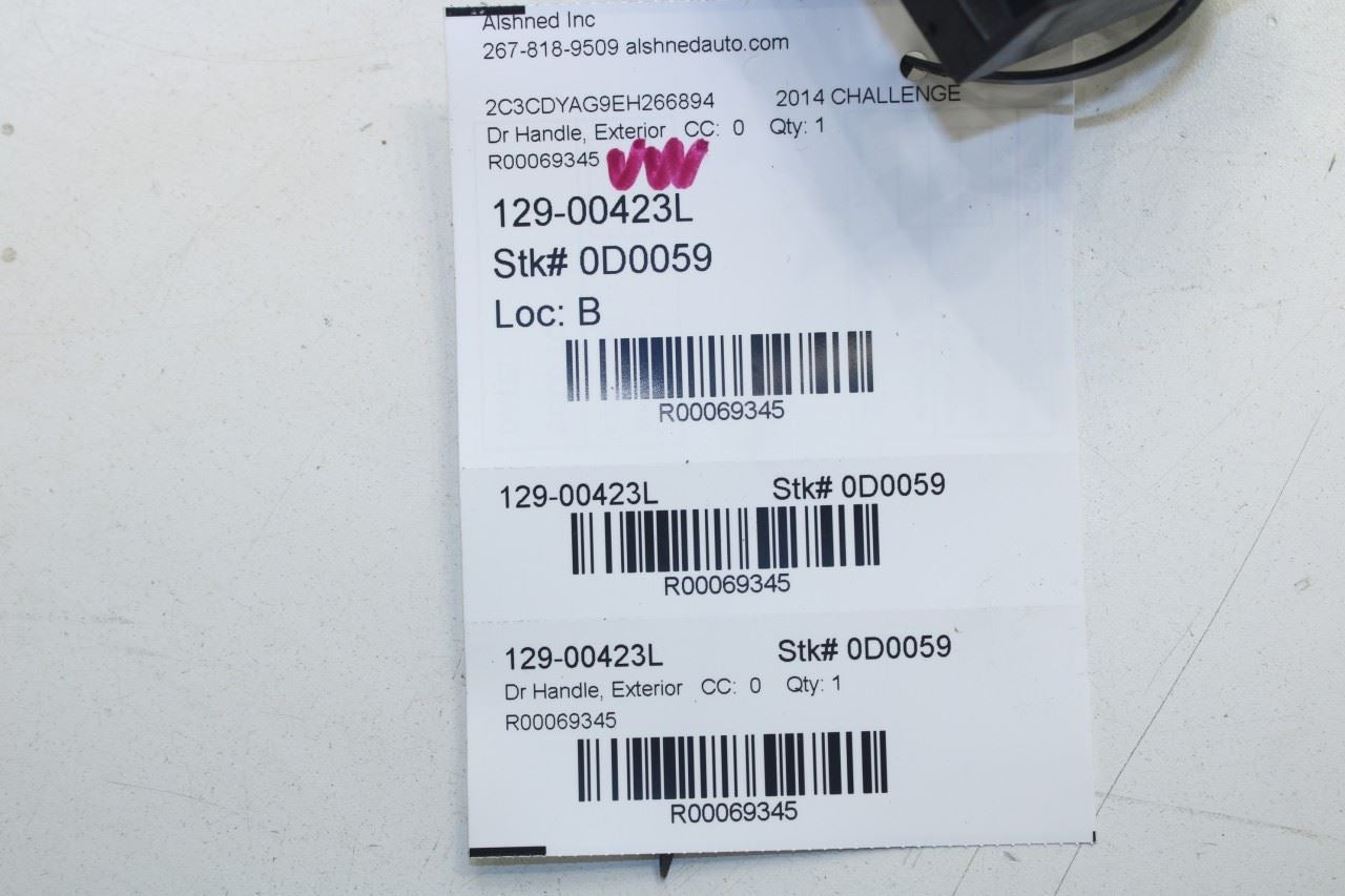 11-23 Dodge Challenger SXT 3.6L RWD Front Door Driver Left Side Exterior Handle - Alshned Auto Parts