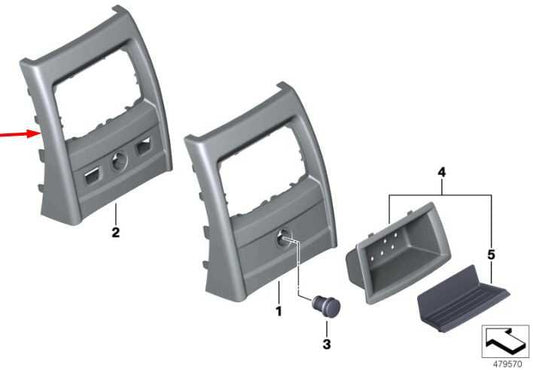 13-16 BMW 328i xDrive Center Console Back Panel w/ Air Vent and Heat Seat Switch - Alshned Auto Parts