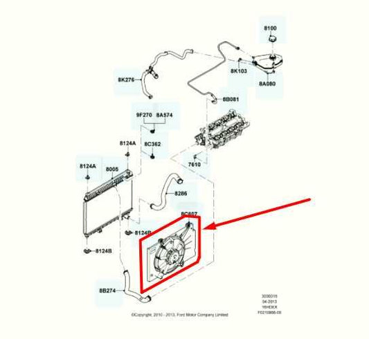 2011-2014 Ford Fiesta 1.6L Radiator Cooling Fan Motor Assembly BE8Z-8C607-A OEM - Alshned Auto Parts
