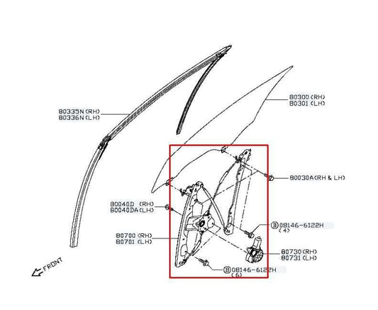 14-23 Infiniti Q50 Luxe Front Left Door Window Regulator w/ Motor 80721-4GA0C - Alshned Auto Parts