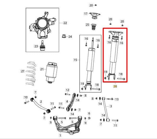 2016-2021 Jeep Grand Cherokee 4WD Rear Left Shock Strut Absorber 68039560AA OEM - Alshned Auto Parts